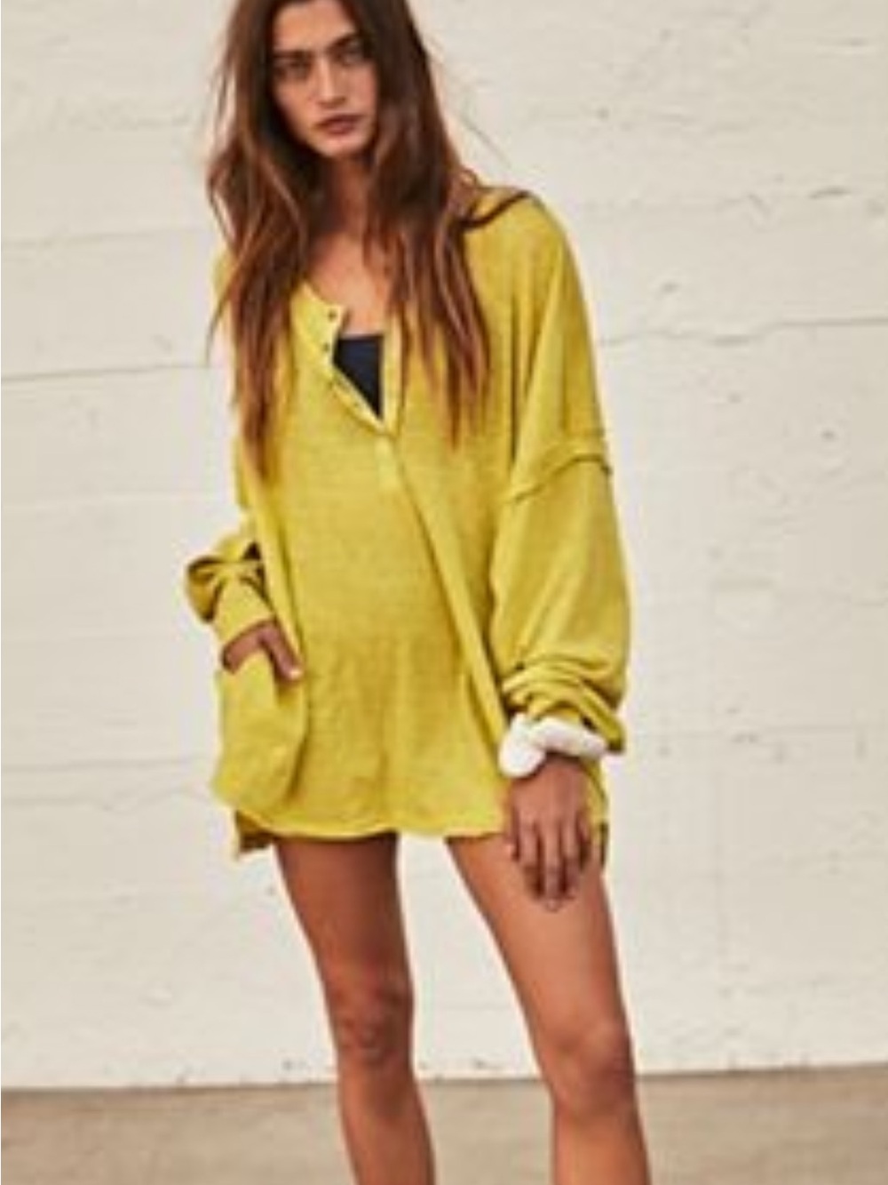 FP Movement by Free People Lightweight Oversized Henley in Sparkling Citrus